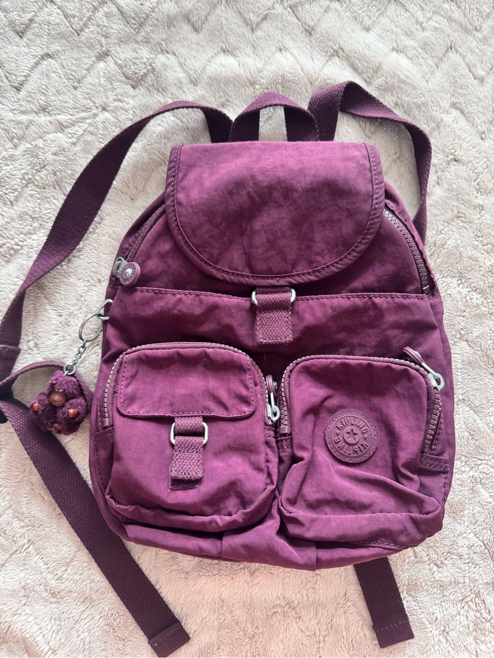 Kipling  Purple Canvas Mini Backpack